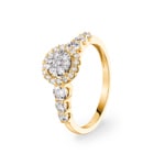 0.75 carats diamants bague de fiançailles halo or jaune 750/18 ct