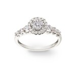 0.75 carats diamants bague de fiançailles halo or gris 750/18 ct - RI-69532-WG