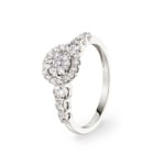0.75 carats diamants bague de fiançailles halo or gris 750/18 ct