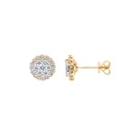 0.75 Karat Halo Diamantohrstecker 750/18 K Gelbgold Ø 9.0mm
