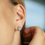 0.75ct Diamond Halo Stud Earrings 750/18 K Yellow Gold Ø 9.0mm - OR-69232-GG