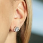 0.75ct Diamond Halo Stud Earrings 750/18 K Yellow Gold Ø 9.0mm - OR-69232-GG