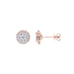 0.75 Karat Halo Diamantohrstecker 750/18 K Roségold Ø 9.0mm