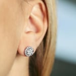 0.75ct Diamond Halo Stud Earrings 750/18 K White Gold Ø 9.0mm - OR-69232-WG
