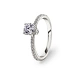 0.75ct diamants bague solitaire pavé or gris 750/18 ct
