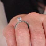 0.75ct diamants bague solitaire pavé or gris 750/18 ct - RI-28680-WG