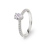0.77ct diamants bague solitaire pavé or gris 750/18 ct