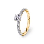0.90ct Diamonds Pavé Solitaire Ring 750/18 K Yellow Gold