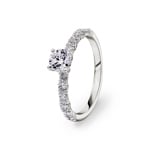 0.90ct diamants bague solitaire pavé or gris 750/18 ct