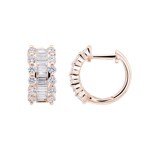 0.91 carats baguette & diamants créoles or rosé 750/18 ct