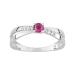 Bague or gris 750/18 ct avec rubis ronde et zircones