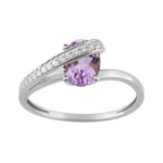 Bague or gris 750/18 ct avec améthyste ovale & zircones