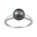 Bague or gris 750/18 ct avec perle de culture de Tahiti 8mm