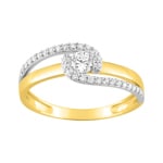 Damenring 750/18 K Gelbgold bicolor mit Zirkonia Solitär Fantasie