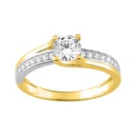 Ring 750/18 K Yellow Gold Two-tone with Cubic Zirconia
