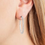 1.00ct Diamond Hoop Earrings 750/18 K White Gold Ø 29mm - OR-69454-WG