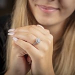 1.00 Karat Diamanten Halo Damenring 750/18 K Weissgold - RI-69234-WG