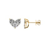 1.00 carats diamants clous d'oreilles or jaune 750/18 ct, Cœur
