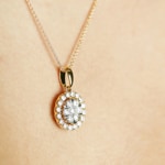 1.00ct Diamond Halo Pendant 750/18 K Yellow Gold - AN-69257-GG