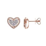 1.00 carats diamants clous d'oreilles halo or rosé 750/18 ct, Cœur
