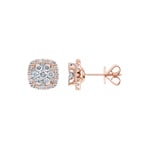 1.00 Karat Halo Diamantohrstecker 750/18 K Roségold Ø 9.5mm