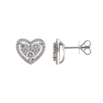 1.00 carats diamants clous d'oreilles halo or gris 750/18 ct, Cœur