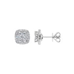 1.00 carats diamants clous d'oreilles halo or gris 750/18 ct Ø 9.5mm