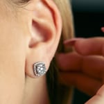 1.00ct Diamond Halo Stud Earrings 750/18 K White Gold Ø 9.5mm - OR-69322-WG