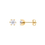1.00 carats diamants GIA clous d'oreilles solitaire or jaune 750/18 ct, 6 griffes