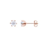1.00 Karat Solitär GIA-Diamantohrstecker 750/18 K Roségold, 6-Griff