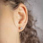 1.00ct GIA Diamond Solitaire Stud Earrings 750/18 K White Gold in 4 Prongs - CGOR001-050-WG