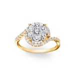 1.01ct Diamond Halo Engagement Ring 750/18 K Yellow Gold - RI-69293-GG
