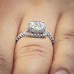 1.01ct Diamond Halo Engagement Ring 750/18 K White Gold - RI-69293-WG