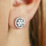 1.01 carats diamants clous d'oreilles halo or gris 750/18 ct Ø 10mm - OR-69226-WG
