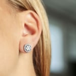 1.01 carats diamants clous d'oreilles halo or gris 750/18 ct Ø 10mm - OR-69226-WG