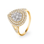 1.01 Karat Halo Diamantring 750/18 K Gelbgold