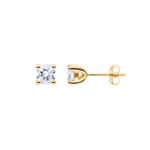 1.40ct GIA Diamond Solitaire Stud Earrings 750/18 K Yellow Gold, 4 Prongs