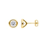 1.40 Karat Solitär GIA-Diamantohrstecker 750/18 K Gelbgold, Zargenfassung