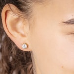 1.40ct GIA Diamond Solitaire Stud Earrings 750/18 K Yellow Gold in 6 Prongs - CGOR002-070-GG