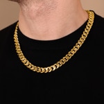 10.5mm Collier gourmette or jaune 750/18 ct semi-massif - KE-1054-GG