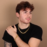 10.5mm Collier gourmette or jaune 750/18 ct semi-massif - KE-1054-GG