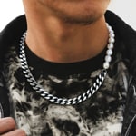 10mm Cuban Link Perlenkette silbrig - KE0067-S-10MM-50