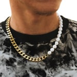 10mm Collier de perles Cuban Link doré - KE0067-G-10MM-50