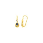 Earrings 750/18 K Yellow Gold with Sapphire and Cubic Zirconia