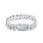 12mm Cuban Link Panzerarmband 925 Silber mit Zirkonia