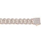 12mm Cuban Link Curb Bracelet Rose Gold plated with Cubic Zirconia - AR0002-R-12MM