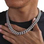 12mm Chaîne Cuban Link Argent 925 avec zircones - KE0005CM-S-12M