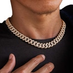 12mm Cuban Link Curb Chain Rose Gold plated with Cubic Zirconia - KE0002-R-12MM