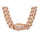 12mm Cuban Link Curb Chain Rose Gold plated with Cubic Zirconia - KE0002-R-12MM