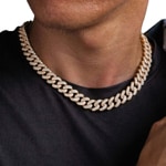 12mm Cuban Link Curb Chain Rose Gold plated with Cubic Zirconia - KE0002-R-12MM